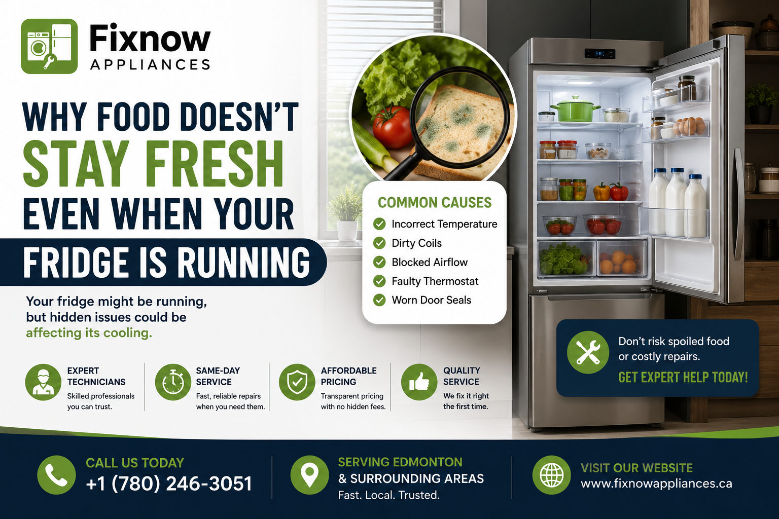 Why Food Doesn't Stay Fresh Even When Your Fridge Is Running | FixNow Appliances